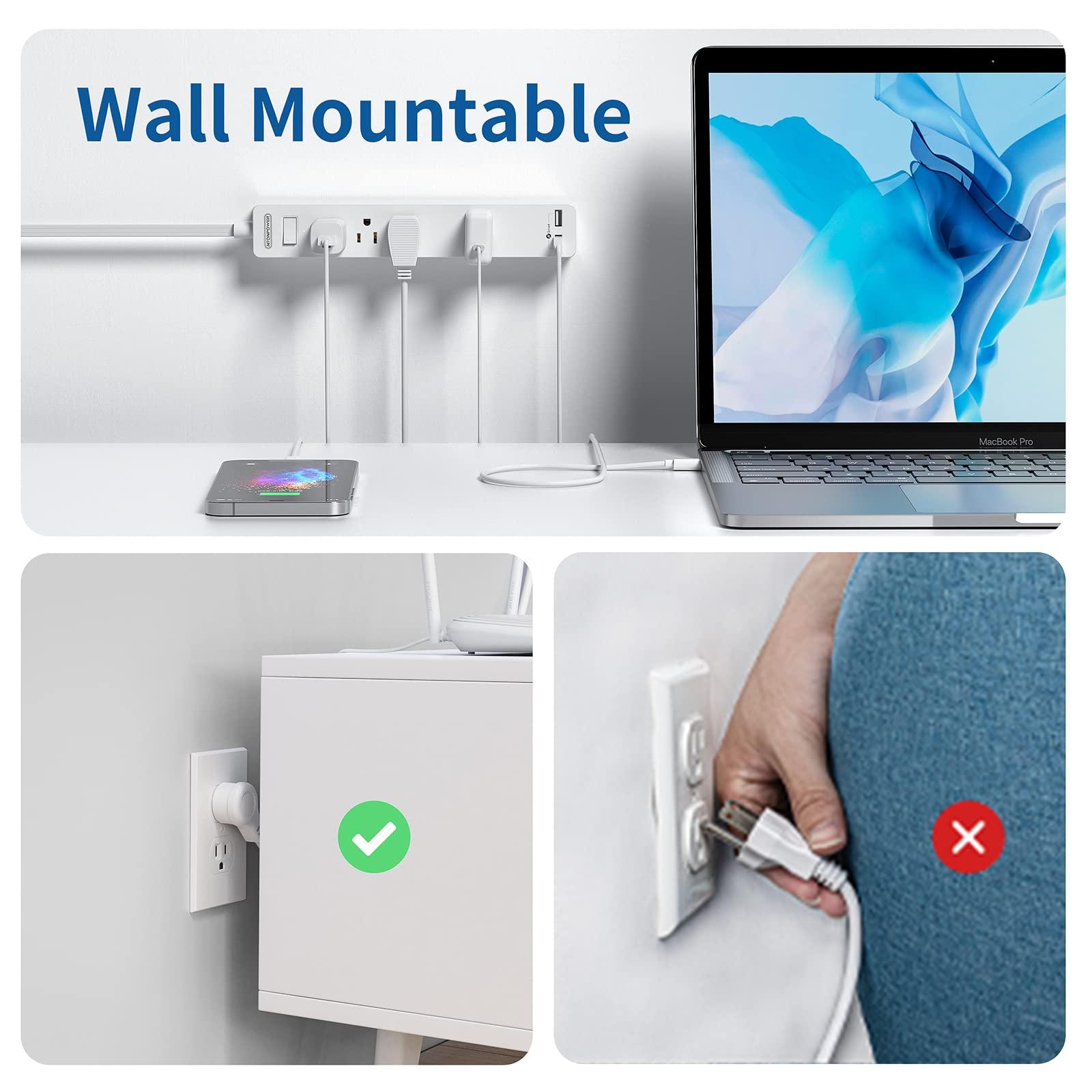 NTONPOWER NTONPOWER Long Extension Cord 25 Ft, Flat Extension Cord Under Carpet + NTONPOWER Flat Extension Cord 10 ft, 1080J Surge Protector with Long Cord