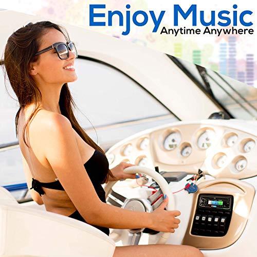 Pyle Pyle Bluetooth Marine Receiver Stereo & Speaker Kit 300W Single DIN Boat Marine Head Unit l LCD, Mic, Hands-Free Calling, AUX, MP3/USB/SD, AM/FM Radio, Remote - PLMRK47BK (Black)
