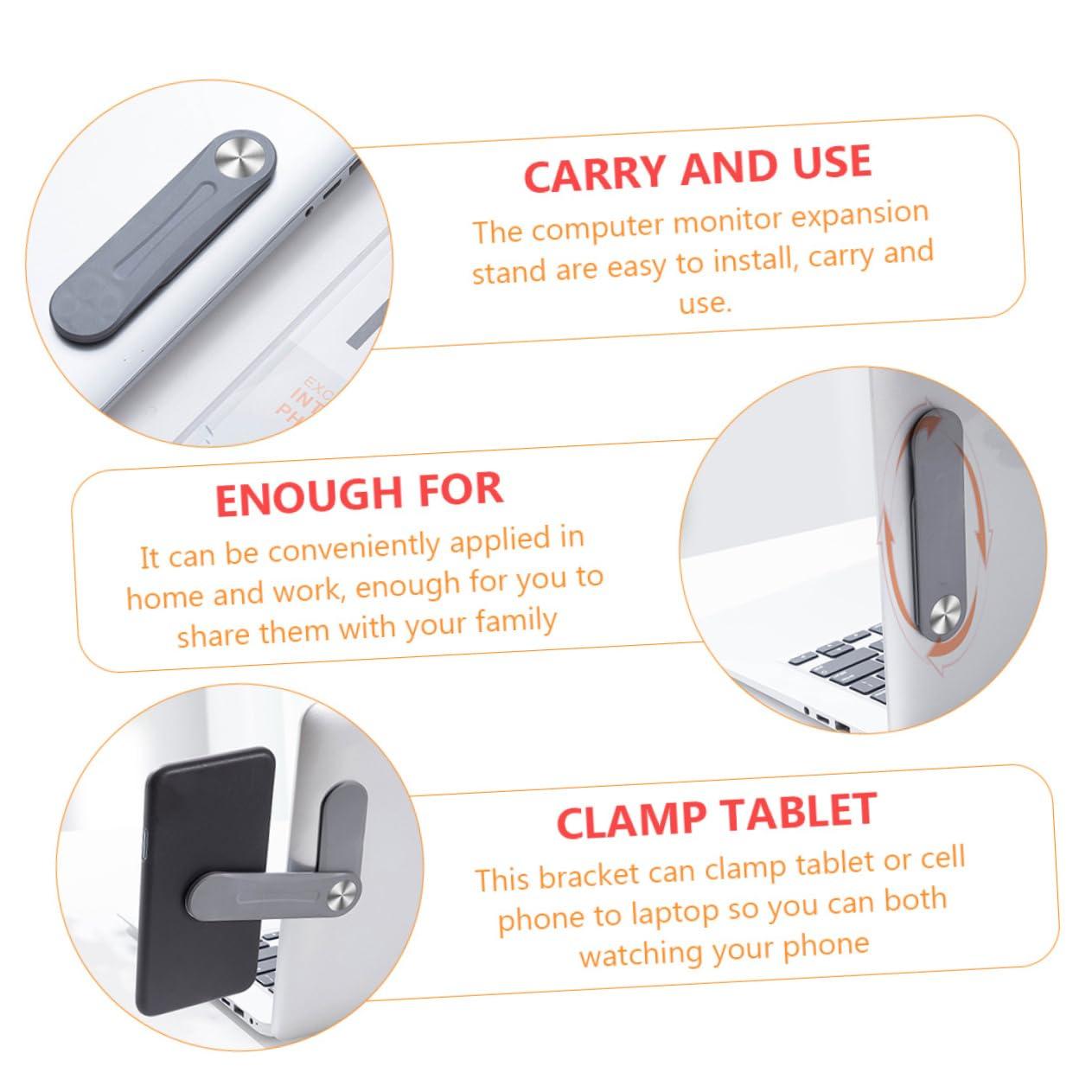 jojofuny jojofuny 1pc Fixed Clip on Monitor Screen Side Cell Phone Holder Foldable Phone Holder Computer Screen Stand Phone Side Mount for Laptop Cell Phone Stand Foldable Phone Stand Abs Silver