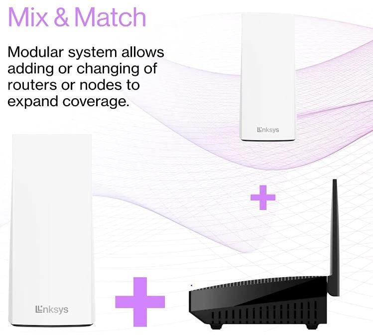 Linksys Linksys MX8000 Mesh WiFi Router - AX4200 WiFi 6 Router - Velop Tri-Band WiFi Mesh Router - WiFi 6 Mesh Computer Routers For Wireless Internet - Internet Router - Connect 80+ Devices, 5,400 Sq Ft, 2-Pk
