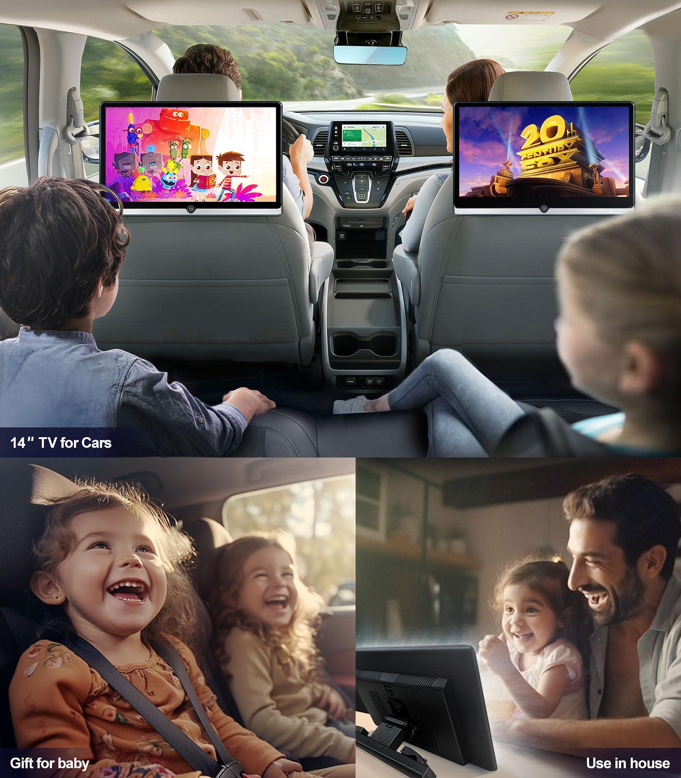 Seventour 14 inch 4K Android 10.0 Portable Car TV Headrest Monitor Tablet for Back seat, Support Phone Wireless mirroring Touch Screen,with WiFi/Bluetooth/HDMI/USB/SD/FM/Airplay Video Player 2G+32G(2*PCs)