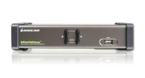 Iogear IOGEAR 2-Port Dual View KVM Switch with Audio and USB Peripheral Sharing, w/Full Set of Cables, (GCS1742 TAA Compliant)