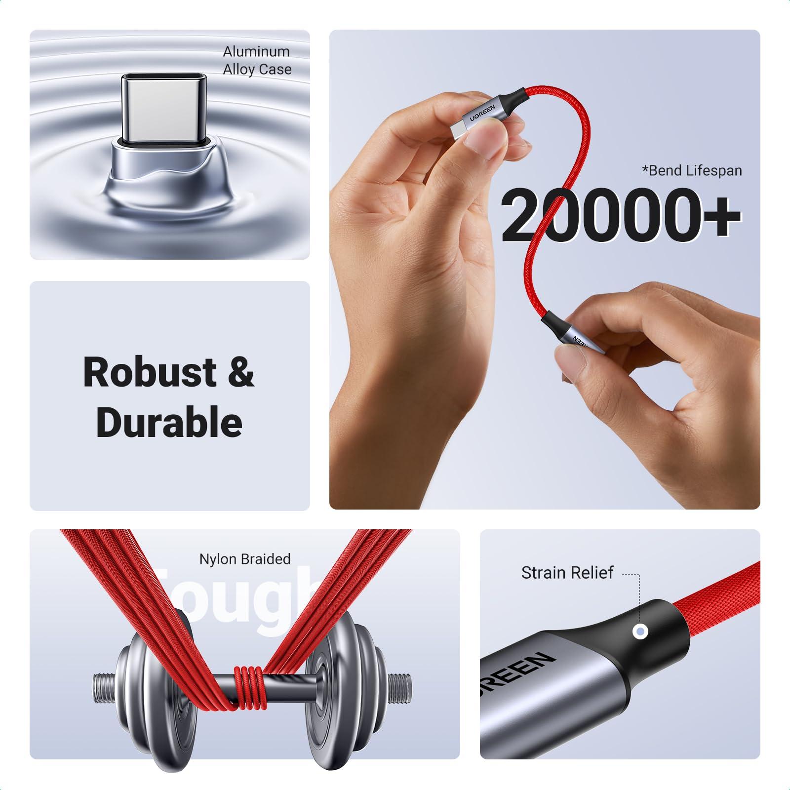 UGREEN UGREEN USB C to 3.5mm Audio Adapter Type C to Headphone Aux Jack Dongle 24bit/96kHz HiFi DAC Cable Cord Compatible with iPhone 16 15 Pro Max/16 Plus, iPad, Galaxy S25 S24 Ultra, Pixel 9, Red