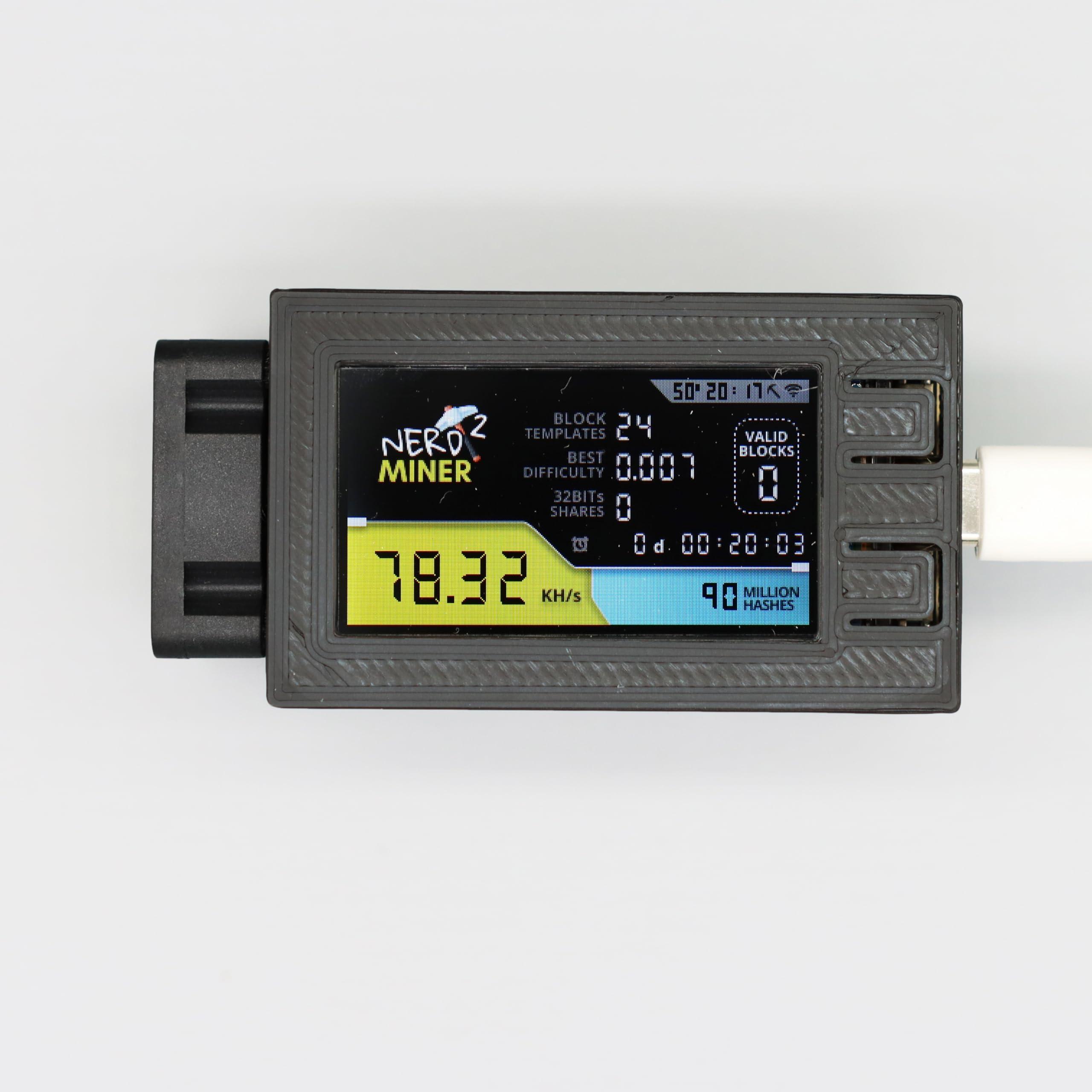 Bitmini Nerd Miner V2 Pro Bitcoin Solo Lottery Miner BTC Crypto Nerdminer V2.0 pro Hashrate 78K with Black Case Silent Cooling Fan