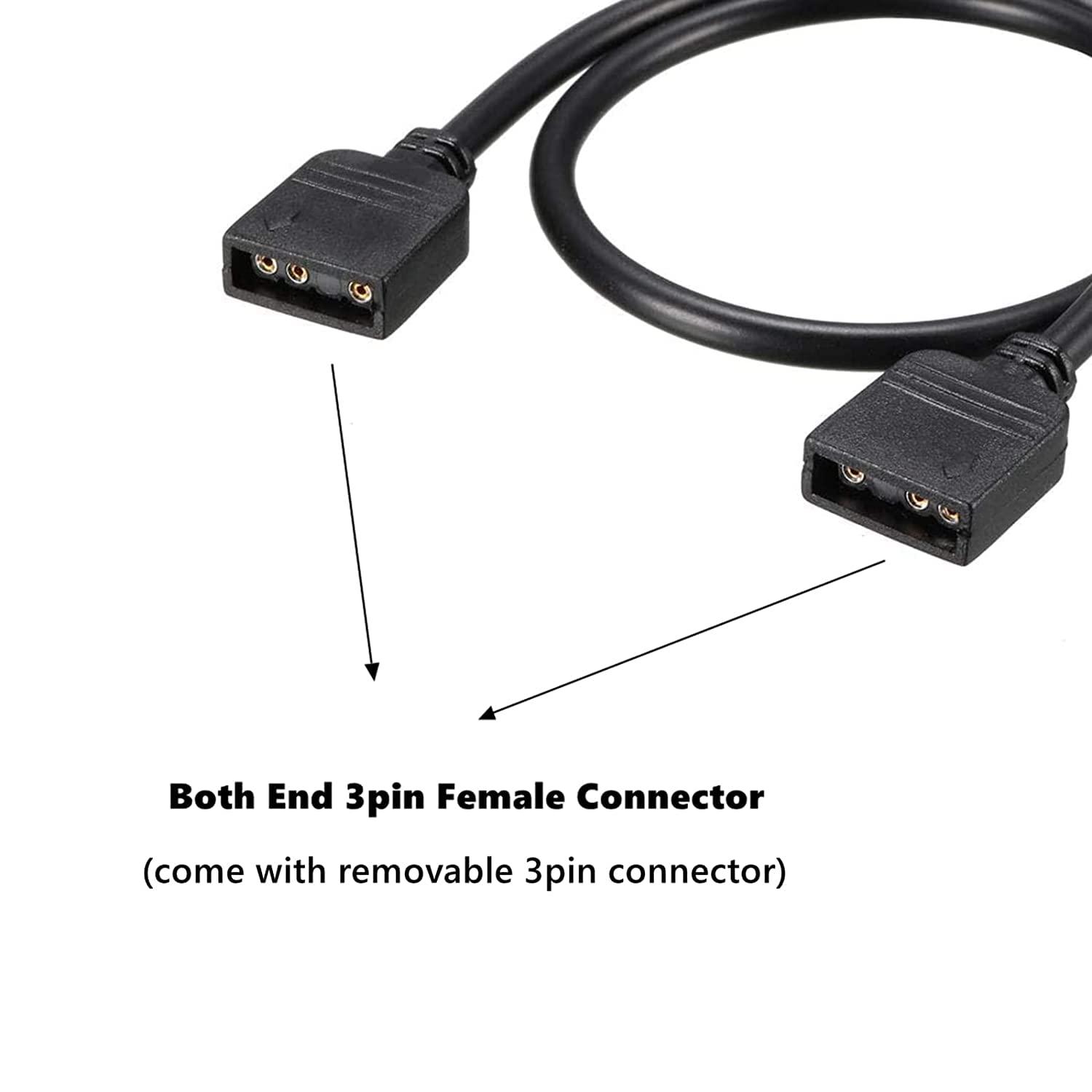 Yakuri Yakuri Computer Motherboard Extension Cable, 5V Argb 3-Pin Connector Hub, RGB Interface Extension Cable