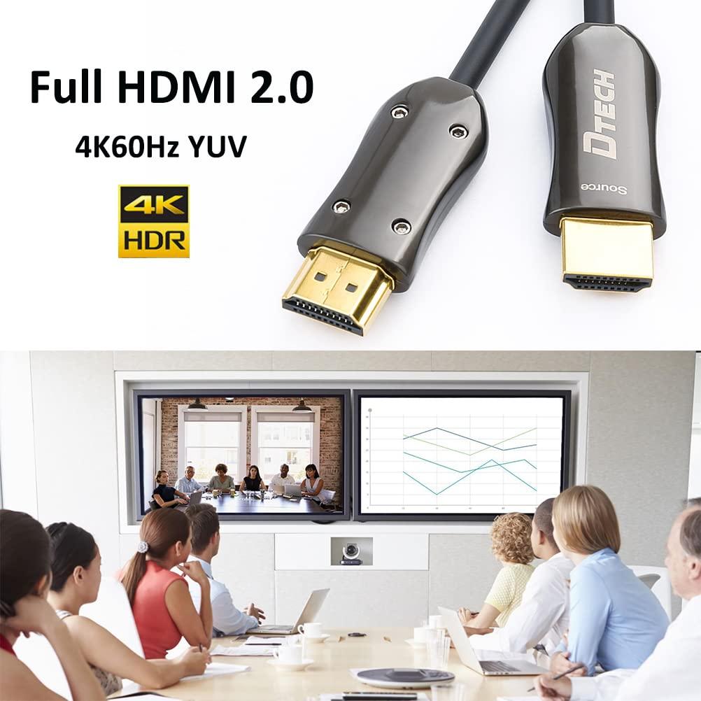 DTech DTech Ultra Slim 200 Feet Fiber Optic HDMI 2.0 Cable 4K 60Hz 18Gbps for in-Wall Installation 200ft Projector Laptop Computer Monitor TV (61 Meters)