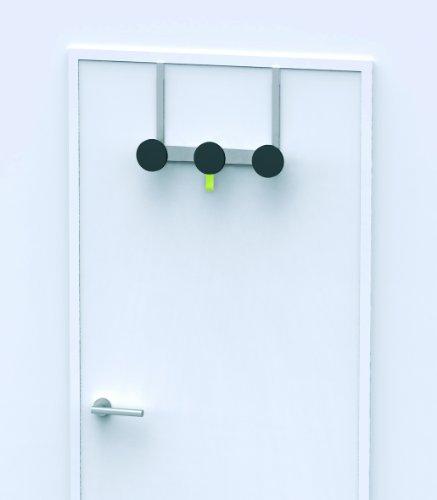 Alba Alba Over The Door Triple Coat Hook, Silver with Black Pegs (PMS3P)