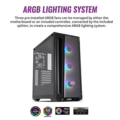 Cooler Master Cooler Master MasterBox MB520 ARGB - ATX PC Case with Tinted Front Panel, 3 x 120mm Pre-Installed Fans, Glass Side Panel, Flexible Air Flow Configurations - ARGB
