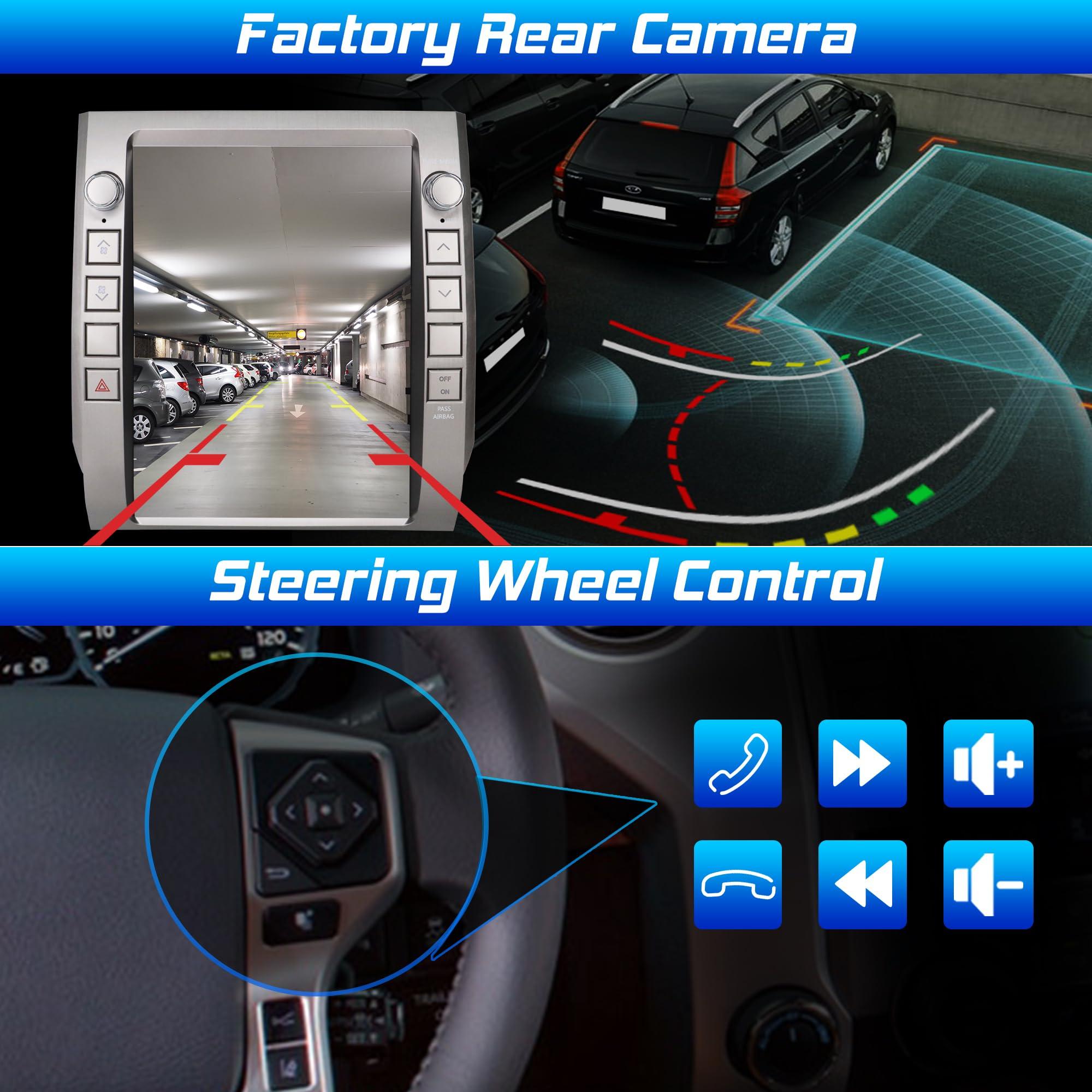 Cidava Cidava T-Style Car Radio, CarPlay Stereo for Toyota Tundra 2014-2021, 12.1 Inch Android Head Unit Replacement Support Wired and Wireless Car Play/Android Auto, AM/FM Radio, Back-Up Camera