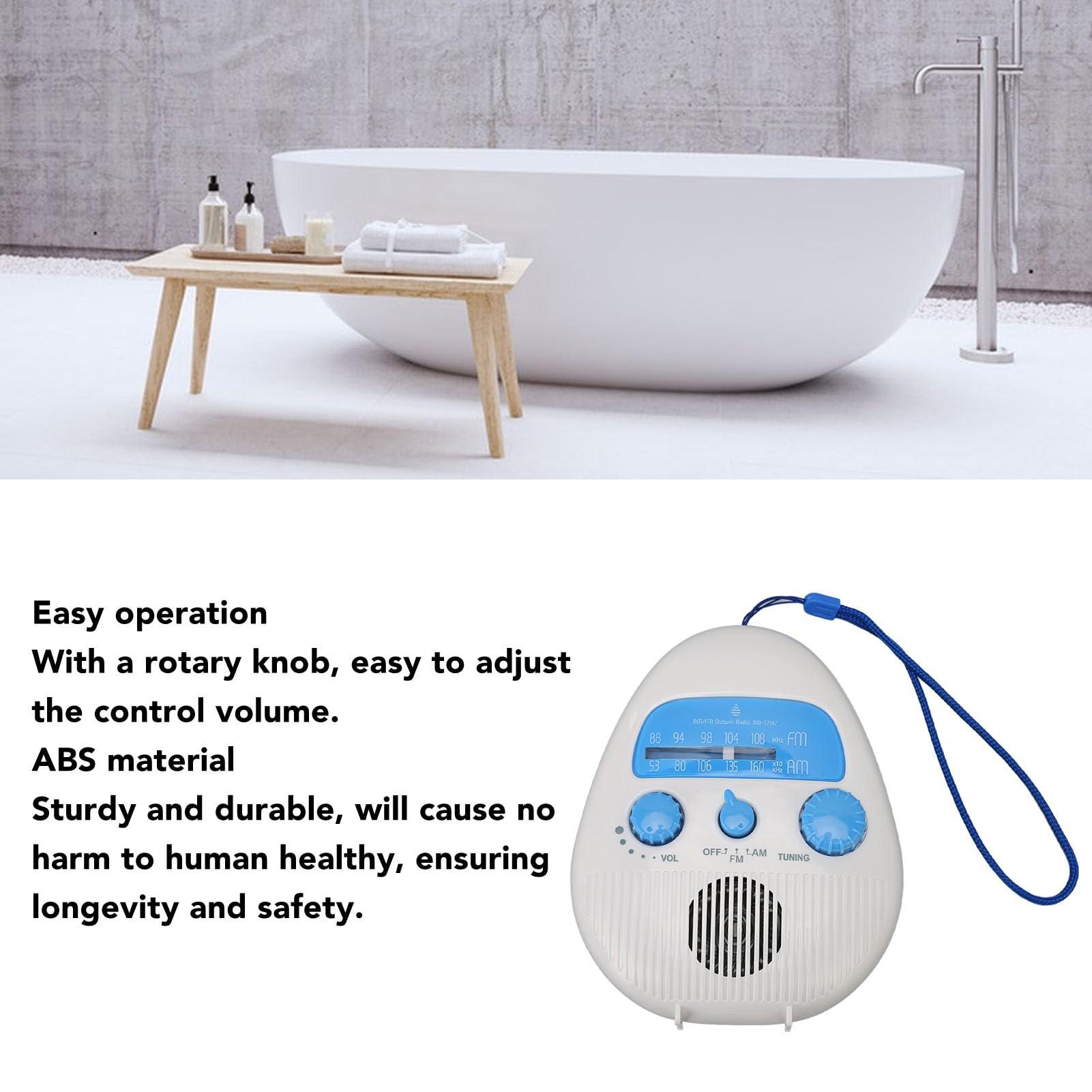 Sanpyl Shower Radio, Portable ABS Bathroom Radio with Built in Speaker Battery Operated, 88-108MHZ, 530-1605KHZShower Radio, Need:3 x Batteries(not includ