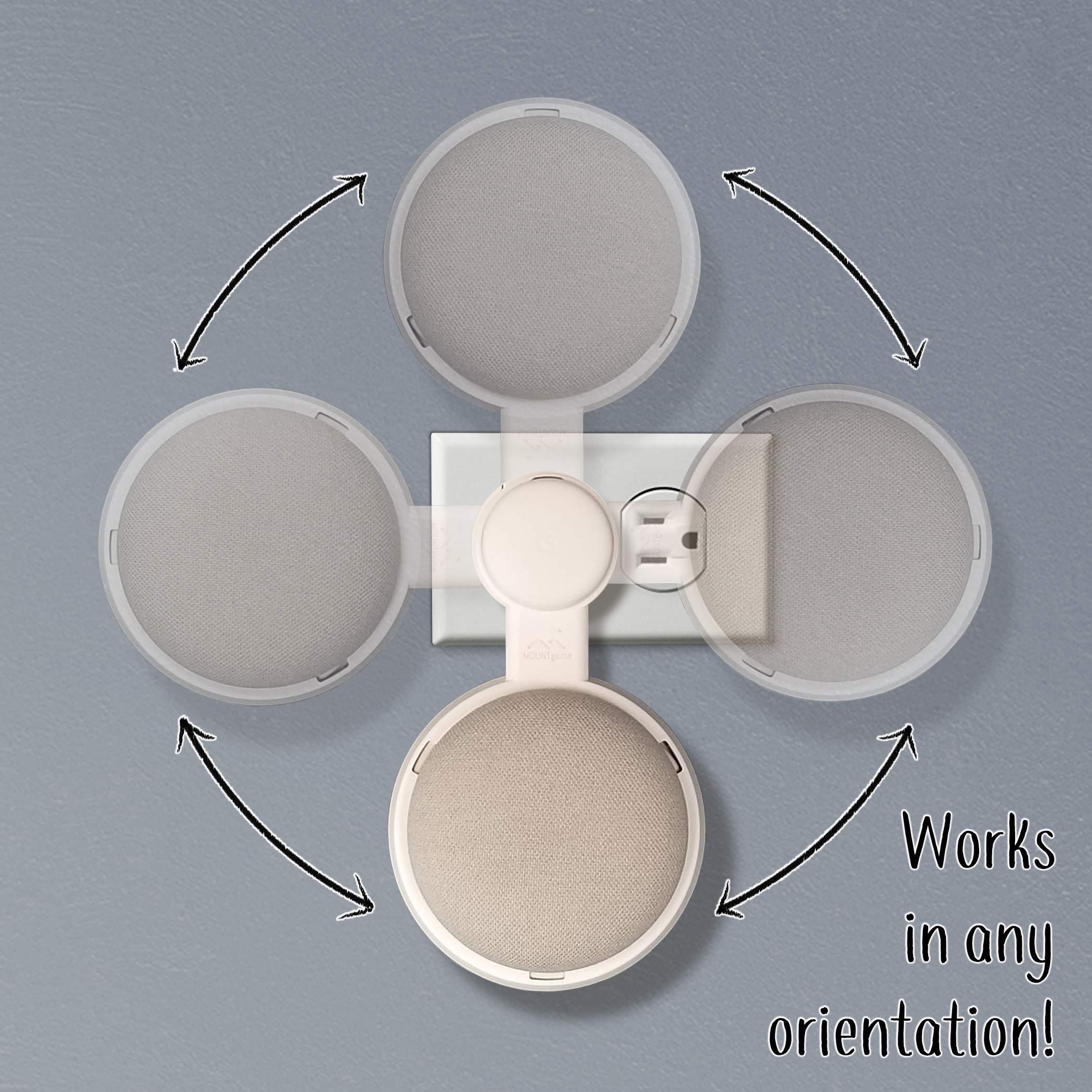 Mount Genie The Mini Genie for Google Nest Mini (2nd Gen) | Multi-Pack Disc. | Lowest Profile | No Ugly Bulk | Vertical or Horizontal | Outlet Wall Mount Hanger Stand (White, 1-Pack)