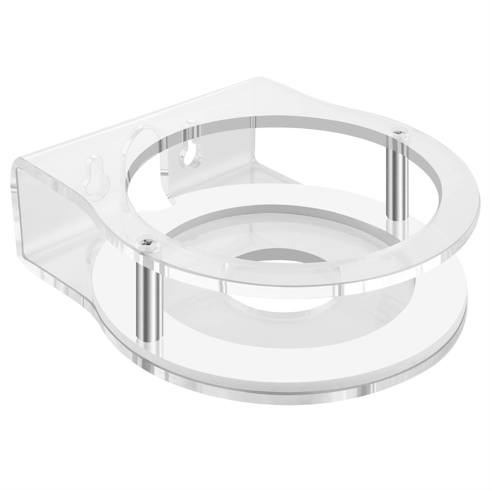 GEEKRIA Geekria Acrylic Wall Mount for Echo Dot 3rd, 4th, 5th Gen with LED Clock and Alexa, Round Base Fixed, Speaker Stand, Protector (Clear)