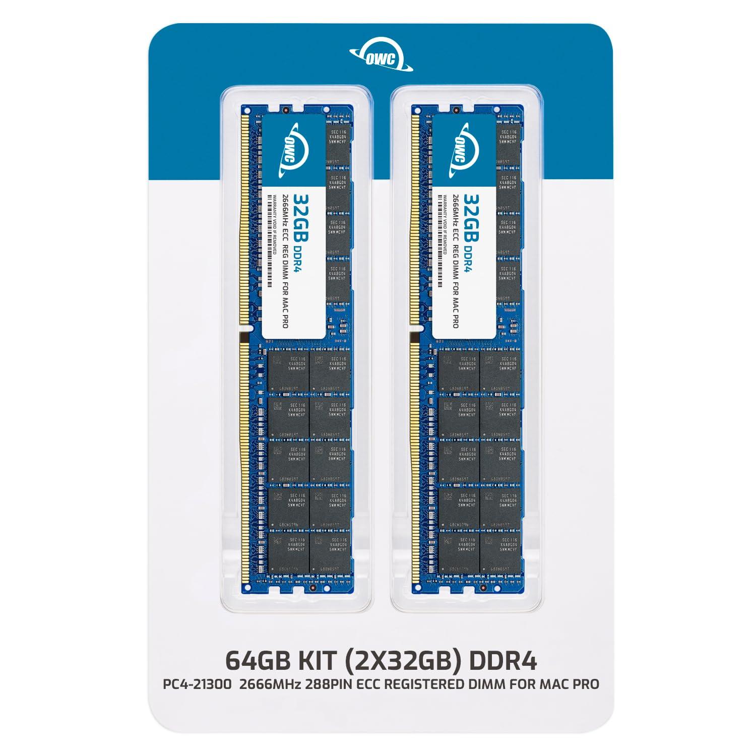 OWC OWC 64GB (2 x 32GB) DDR4 ECC Registerd CL21 PC4-21300 2666MHz SDRAM Memory Ram Upgrade Module Compatible with 2019 Mac Pro 7,1 and 2017 iMac Pro 1,1 (OWC2666R3M64)