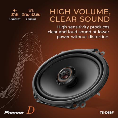 Pioneer Car Electronics PIONEER TS-D68F 2-Way Car Audio Speakers, Full Range, Clear Sound Quality, Easy Installation and Enhanced Bass Response, 6 x 8 Speakers