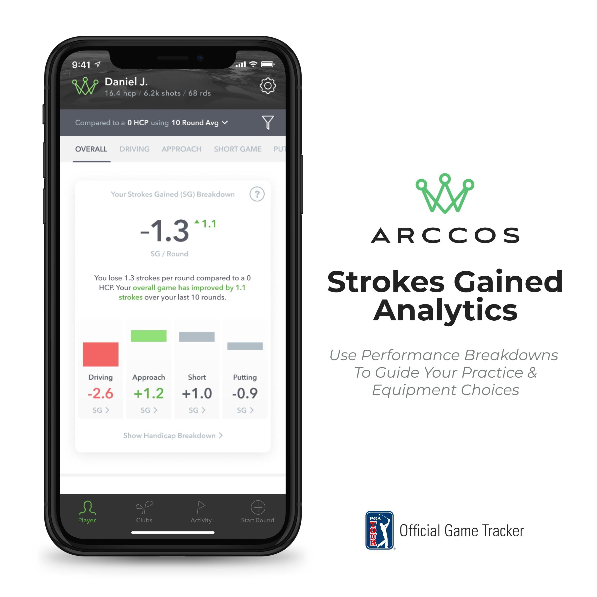 Arccos Golf Arccos Smart Sensors: Automatic Golf Game Tracking System, A.I. Powered Caddie, A.I. GPS Rangefinder & Smart Club Distances
