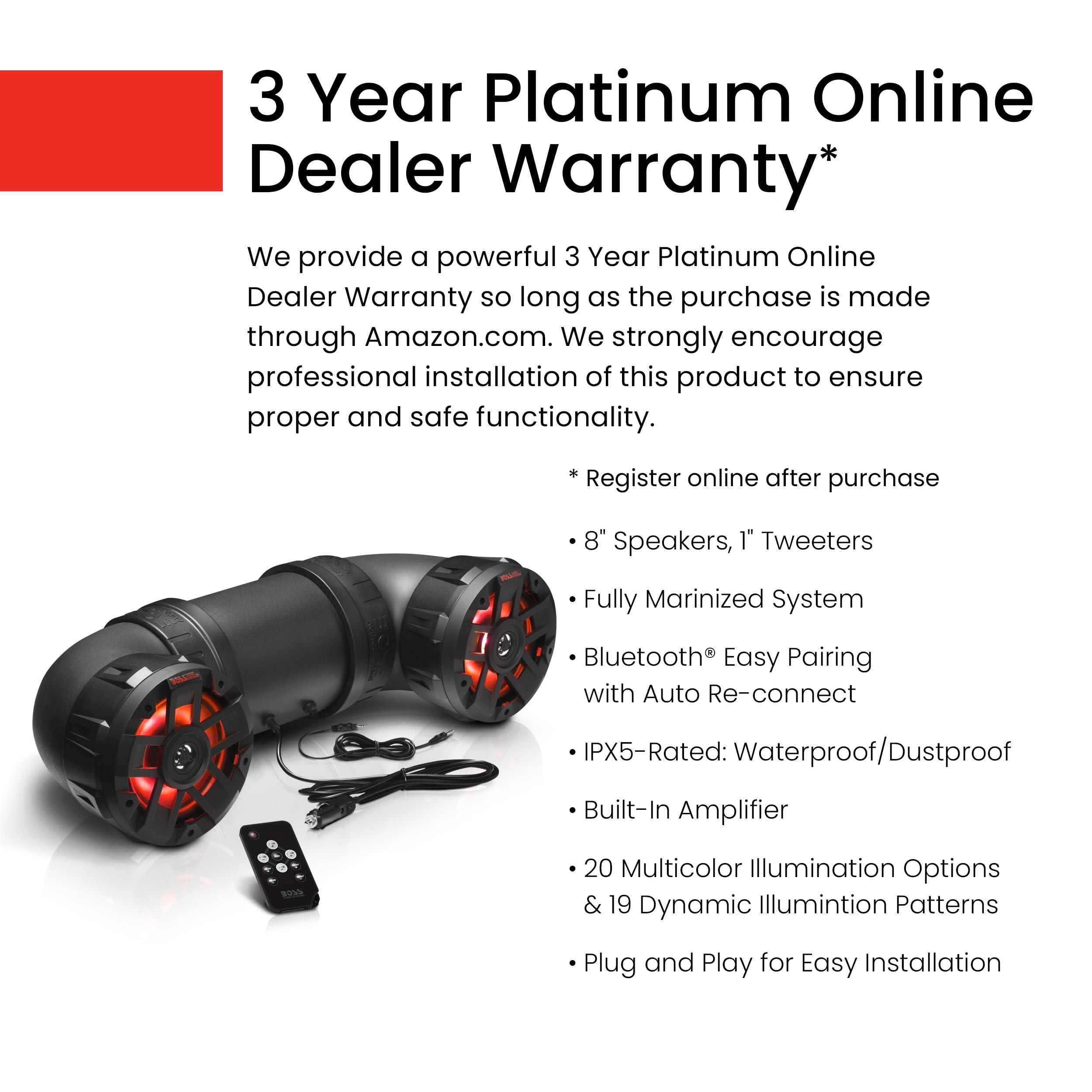 BOSS Audio Systems BOSS Audio Systems ATV8BRGB ATV UTV Sound System - 8 Inch Speakers, 1.5 Inch Tweeters, Full Range, IPX5 Weatherproof, Bluetooth, Built-in Amplifier, Multi-Color Illumination, Golf Cart Compatible