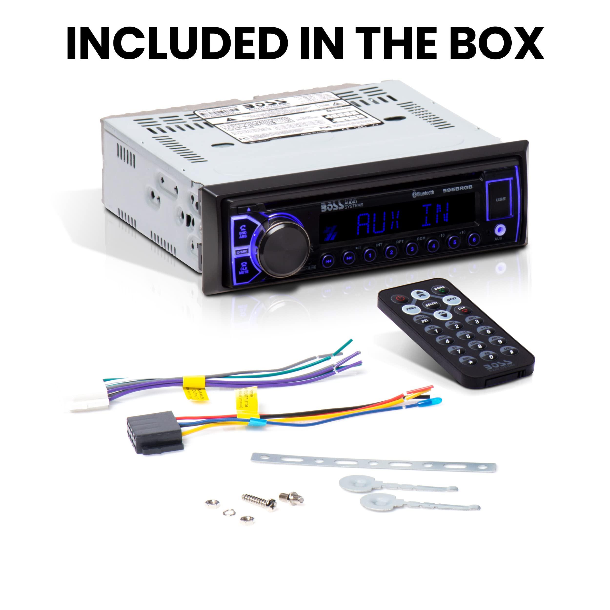 BOSS Audio Systems BOSS Audio Systems 595BRGB Elite Series Car Stereo System Single Din, Bluetooth Audio and Calling Head Unit, AM/FM Radio Receiver, CD Player, Aux-in, USB, Hook Up to Amplifier