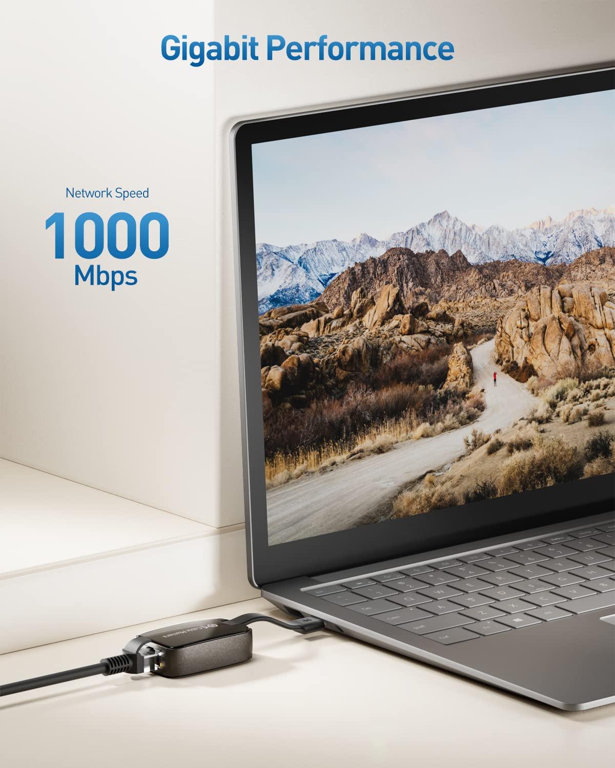 Cable Matters Cable Matters USB to Ethernet Adapter Supporting 10/100 Mbps Ethernet Network in Black & Portable USB C to Ethernet Adapter Gigabit, Foldable Ethernet to USB C