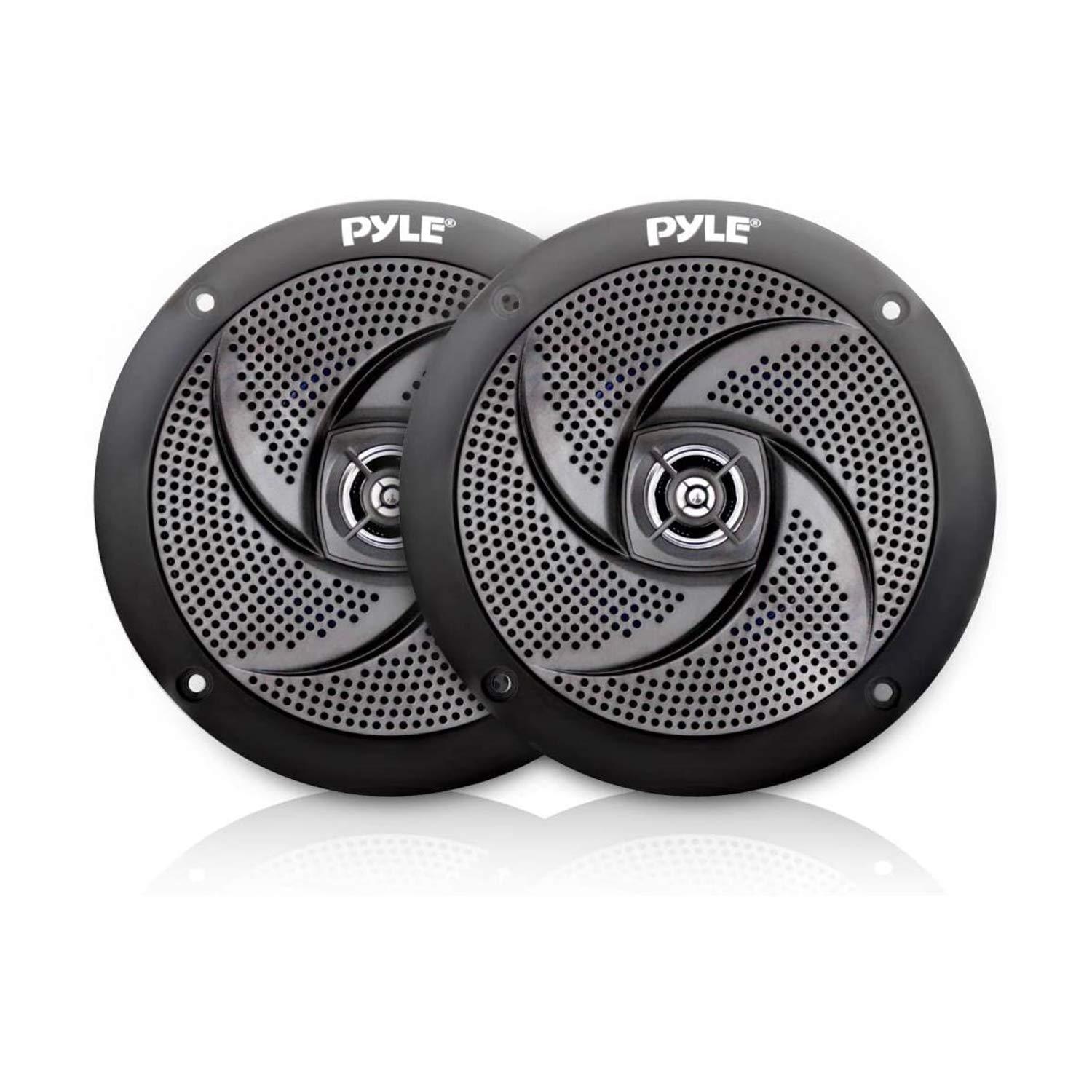 Pyle Pyle Marine Speakers - 5.25 Inch Low Profile Slim Style Waterproof Wakeboard Tower and Weather Resistant Outdoor Audio Stereo Sound System with 180 Watt Power - 1 Pair in White (PLMRS5B)