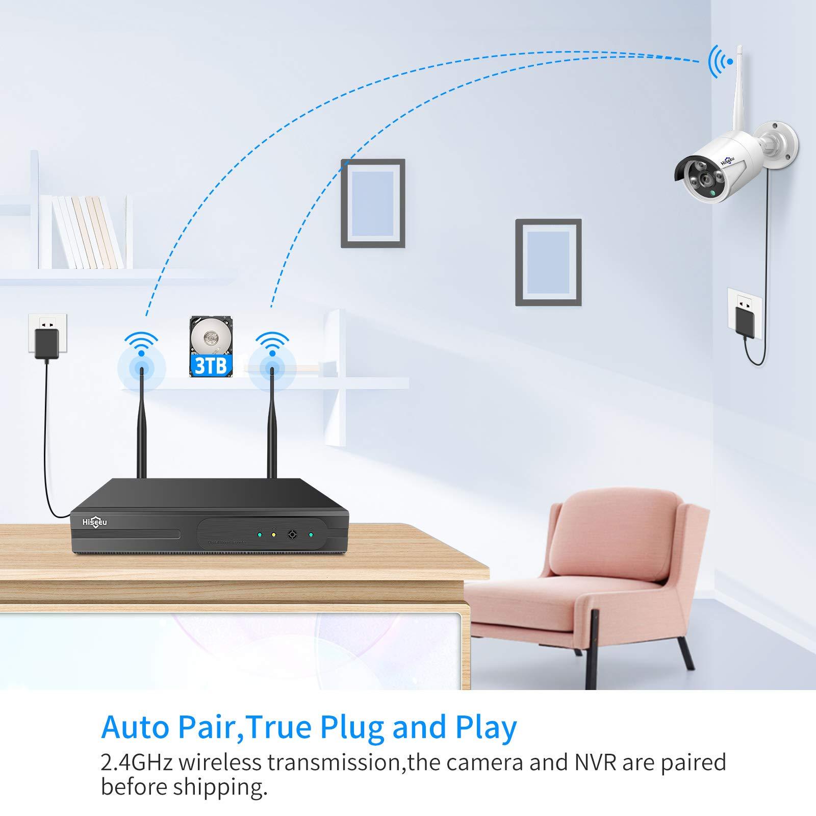 Hiseeu Hiseeu Wireless Pro WiFi Security Camera System, 16CH 4K NVR Kit, 8Pcs 5MP CCTV Home Security Camera System for Indoor/Outdoor Use, Night Vision, Waterproof, Motion Detection, 3TB Hard Drive