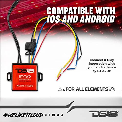 DS18 DS18 BT-Two Bluetooth Receiver - IP65 Waterproof Rated, BT 4.0, Remote Trigger Output, Stero Male RCA Output - Allows Connect & Play Integration to Your Audio Device