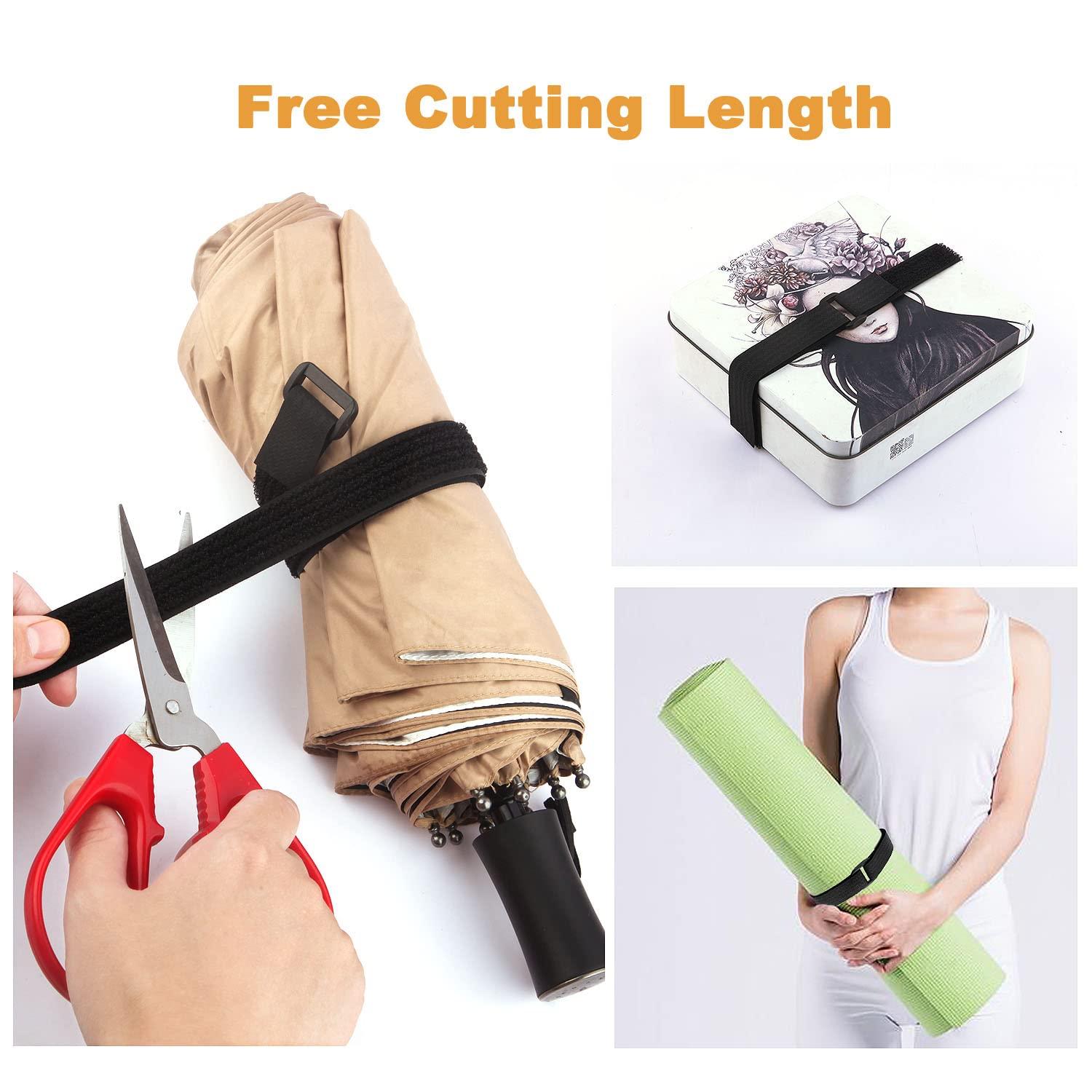 WSZJINB WSZJINB 32Ft x 1In Adjustable Cable Straps with Buckles, Free Cut Length, Black Reusable Fastening Cable Ties, Hook and Loop Securing Strap for Cable Tidy, Wire Management, Cord Organiser