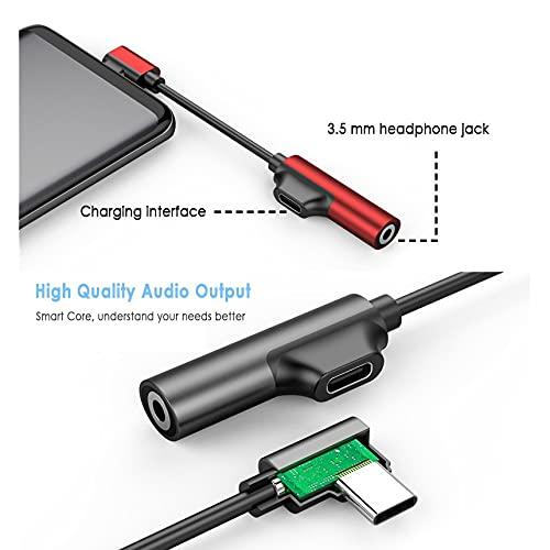 IURDSGIEOOOEWSU USB Hub USB Type C to 3.5mm Jack TypeC Audio Splitter Headphone Cable Earphone Aux 3.5 Adapter Charger Support Charging Song Call (Color : Black) (Red)