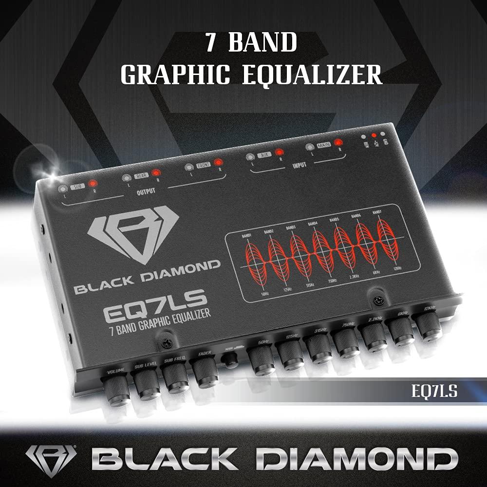BLACK DIAMOND Black Diamond EQ7LS 7-Band Stereo Equalizer/Crossover Pre Amp Equalizer Car Audio EQ with Front Rear + Sub Output