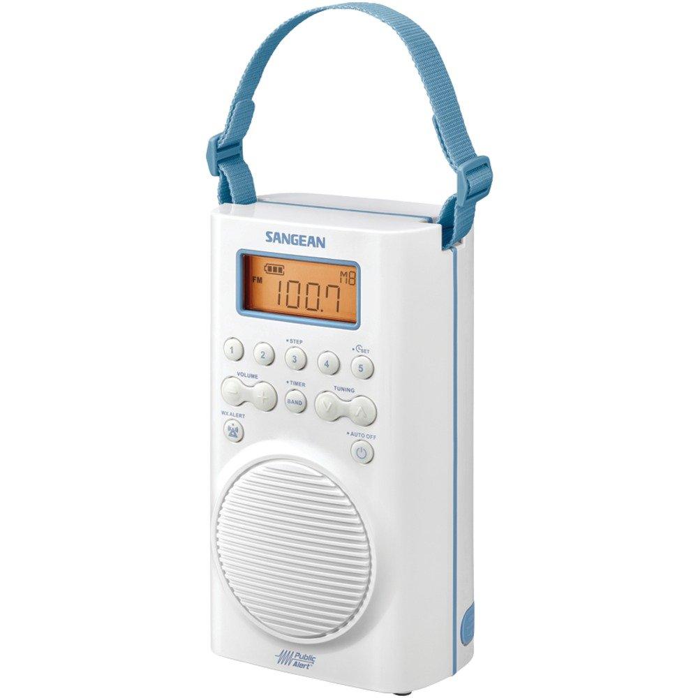 Sangean Sangean H205 Shower Radio AM/FM Waterproof, Weather Alert, Digital Tuning, White