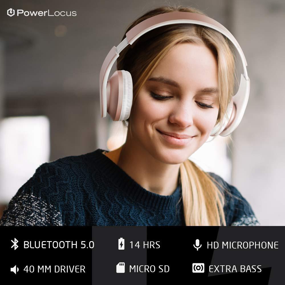 PowerLocus PowerLocus Rose Gold Bluetooth Headphones with Black/Brown Bluetooth Headphones