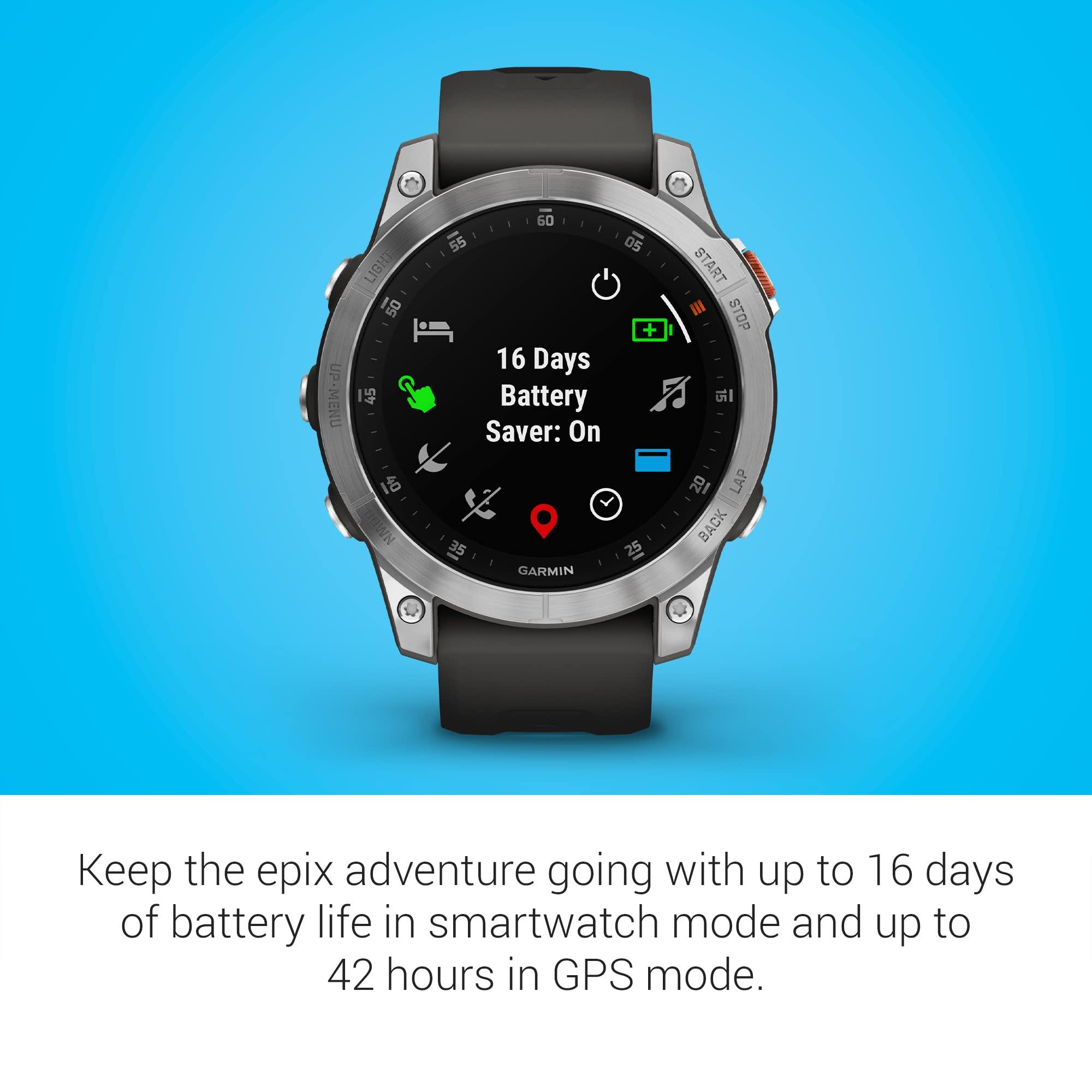 Garmin Garmin 010-02582-00 epix Gen 2, Premium active smartwatch, touchscreen AMOLED display, Adventure Watch with Advanced Features, Slate Steel (Renewed)