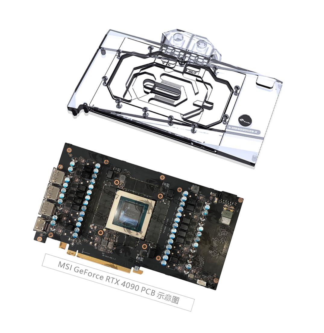 YXHGeeek GPU Waterblock - for MSI GeForce RTX 4090 Ventus 3X 24G OC, PC GPU Water Liquid Cooling Block Cooler with Backplate (12V RGB Aura Effect LED Lights GPU Block with Backplate)