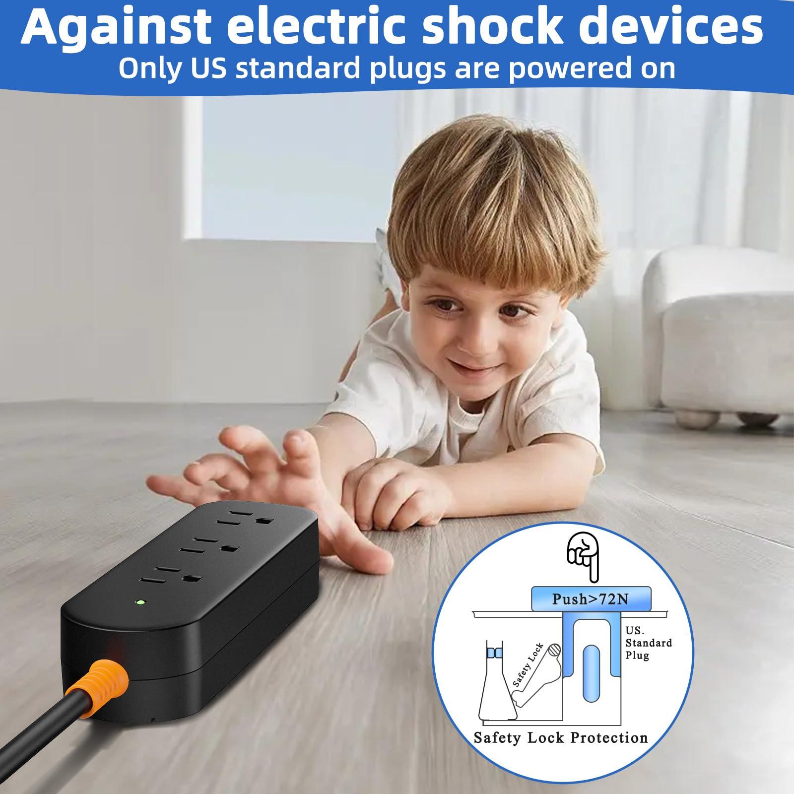 MELAUDI Outdoor Power Strip Weatherproof, 10FT Outdoor Extension Cord, IPX6 Waterproof Surge Protector with 3 Wide Outlets, Shockproof Overload Protection for Camping, Garden, Industrial, Home Power Strip