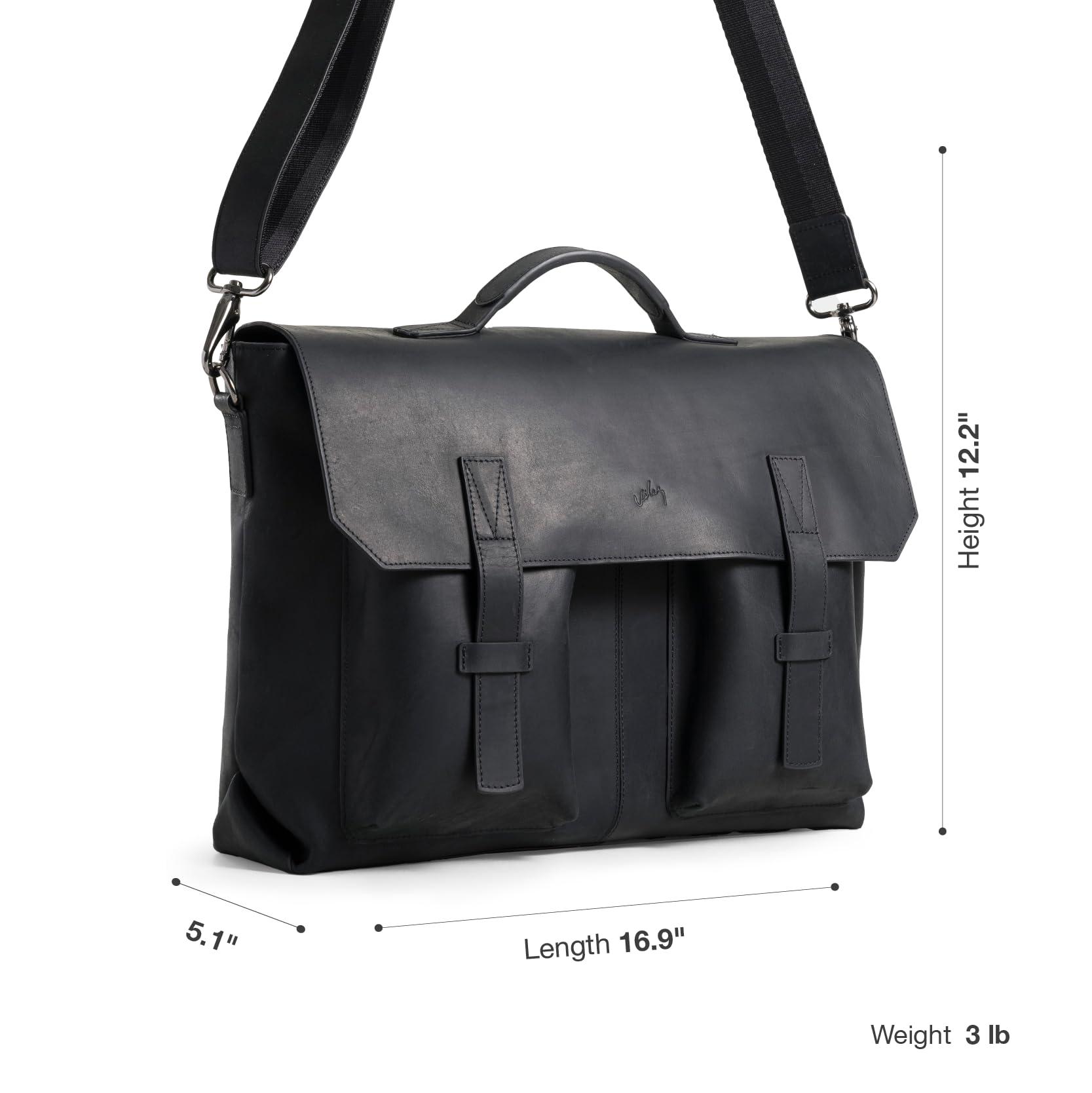 VELEZ VELEZ Brown Top Grain Leather Backpack + Black Messenger Bag for Men