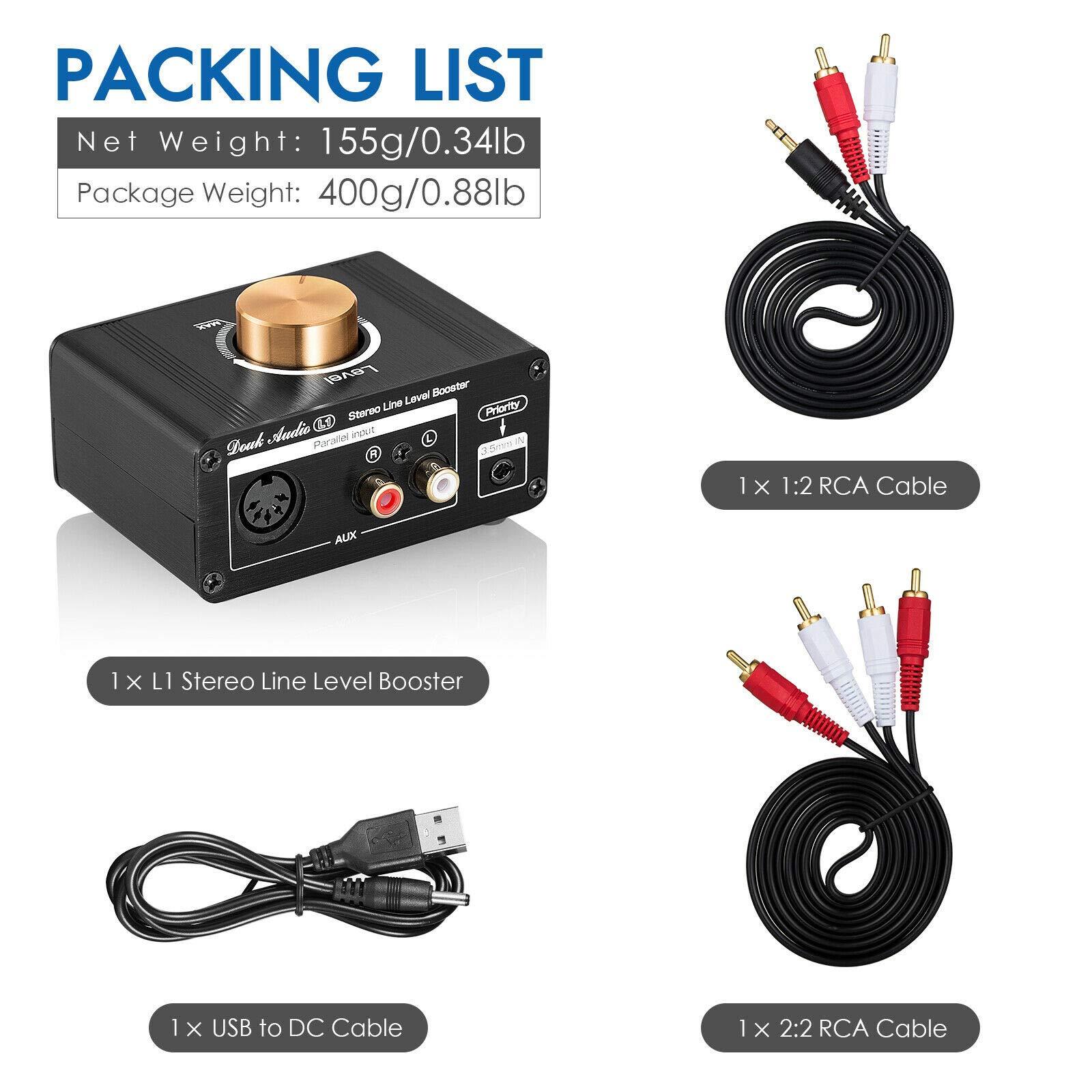 Douk Audio Douk Audio L1 Mini Stereo Line Level Booster Amplifier Audio Preamp with 20dB Gain and Volume Control