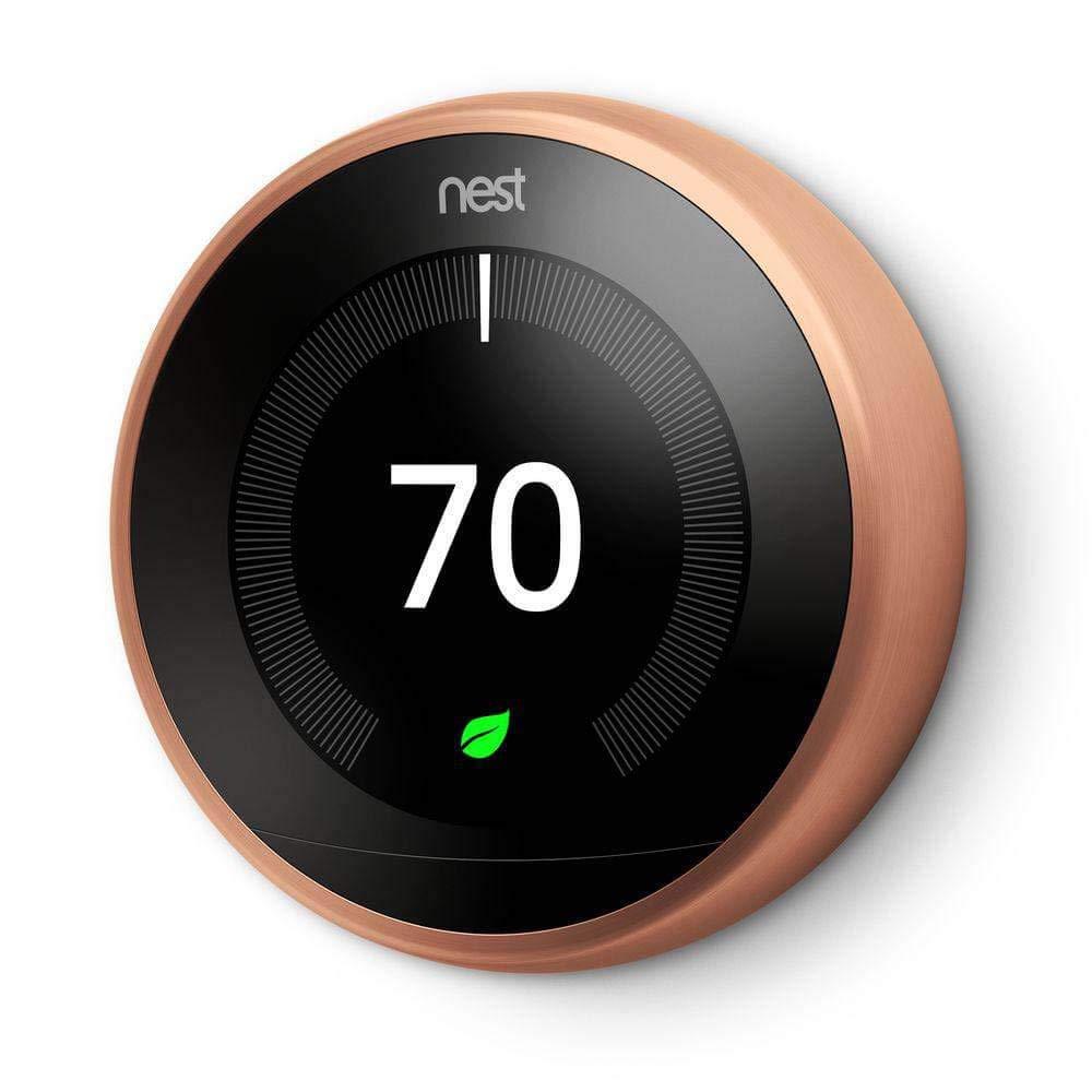 Google Google Nest Learning Thermostat - Programmable Smart Thermostat for Home - 3rd Generation Nest Thermostat - Works with Alexa - Copper