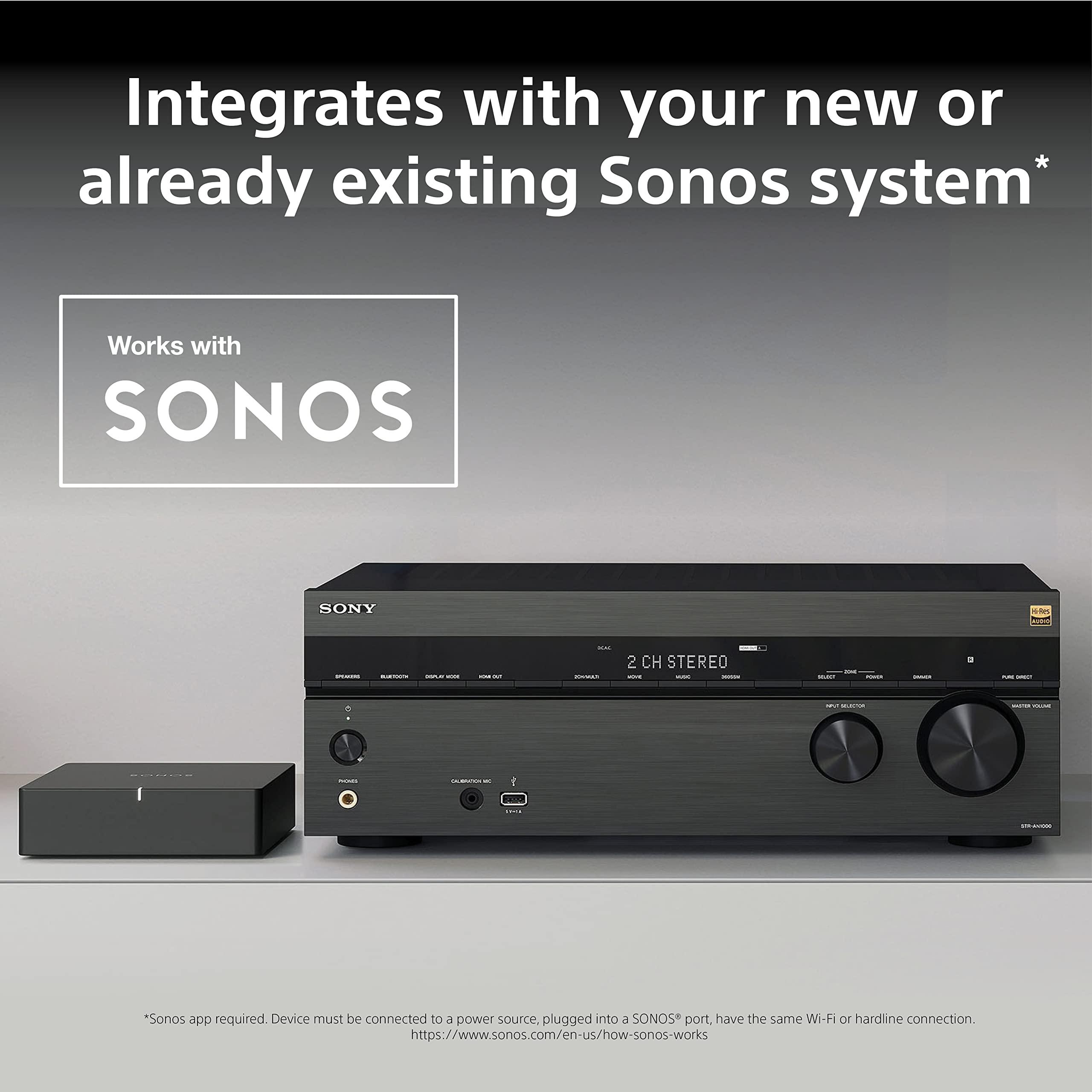 Sony Sony STR-AN1000 7.2 CH Surround Sound Home Theater 8K A/V Receiver: Dolby Atmos, DTS:X, Digital Cinema Auto Calibration IX, Bluetooth, WiFi, Google Chromecast, Spotify connect, Apple AirPlay, HDMI 2.1
