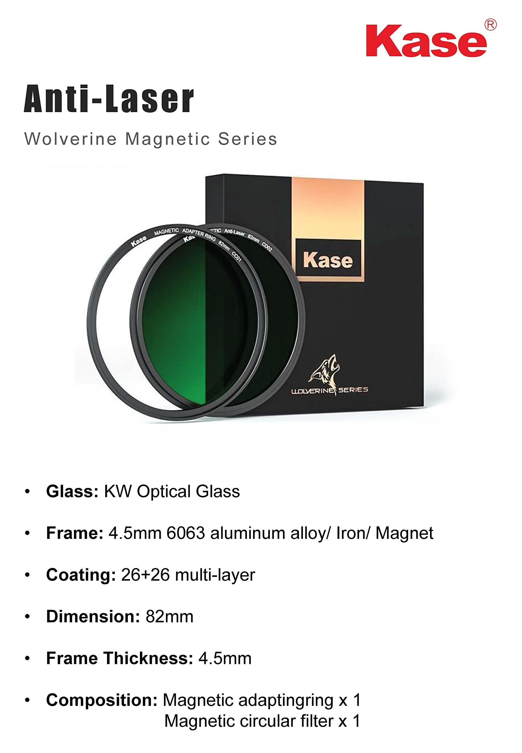 Kase Kase Wolverine 82mm Anti-Laser Protection Filter Magnetic Shockproof Tempered Optical Glass Incl Adapter 82