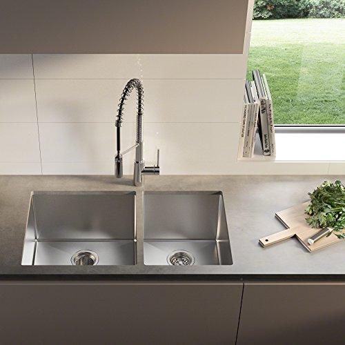 Kraus Kraus Standard PRO 33-Inch 16 Gauge Undermount 60/40 Double Bowl Stainless Steel Kitchen Sink, KHU103-33