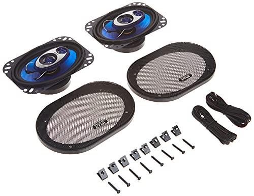 Pyle Pyle 4'' x 6'' Three Way Sound Speaker System - Pro Mid Range Triaxial Loud Audio 240 Watt per Pair w/ 4 Ohm Impedance and 3/4'' Piezo Tweeter for Car Component Stereo PL463BL
