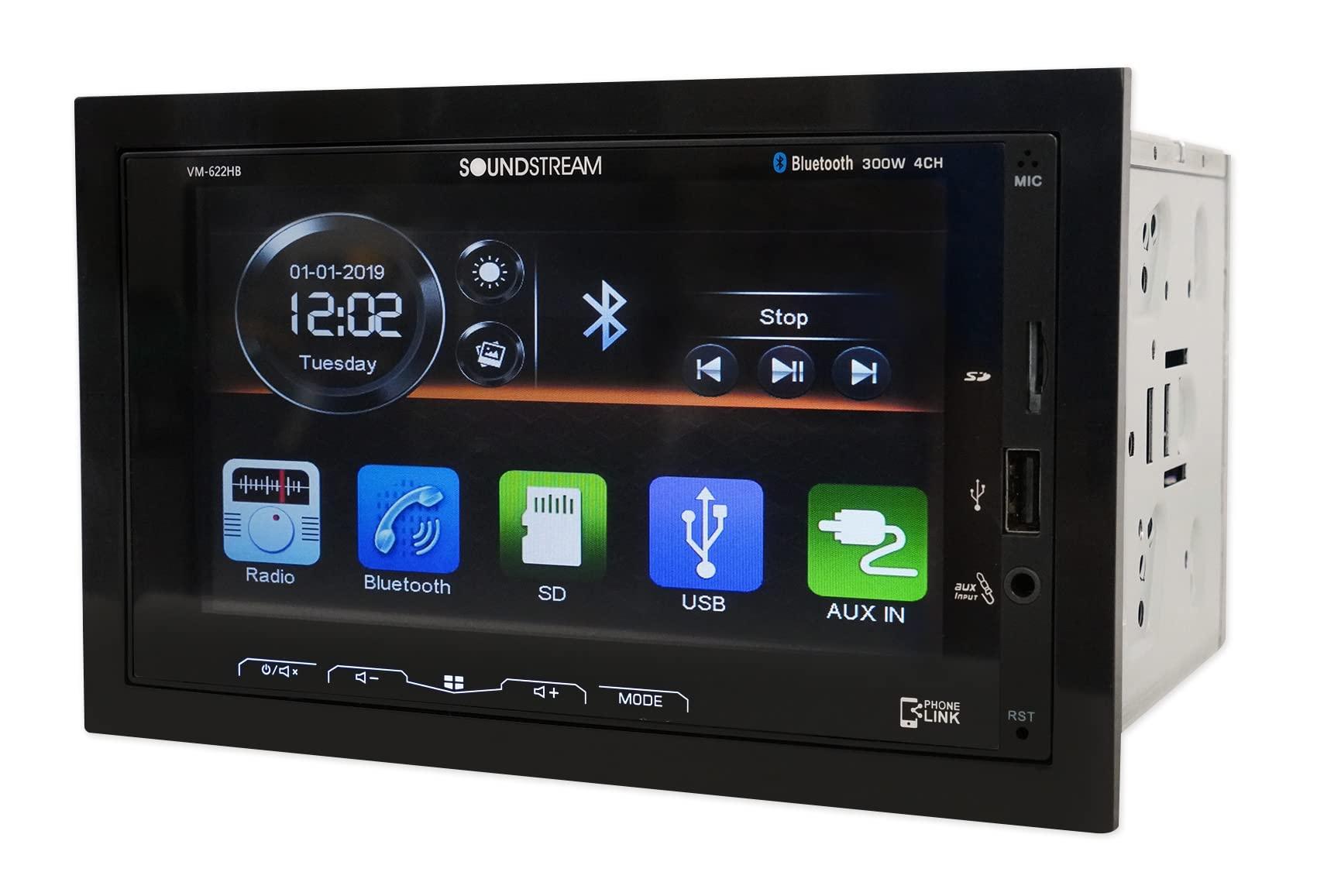 Audiosavings Audiosavings Bundle: (1) Soundstream VM-622HB 6.2 Car Monitor Bluetooth Receiver w/Android PhoneLink/USB Bundle with (1) Rockville RBC5B Car License Plate Camera+Night Vision+Distance Lines (2 Items)