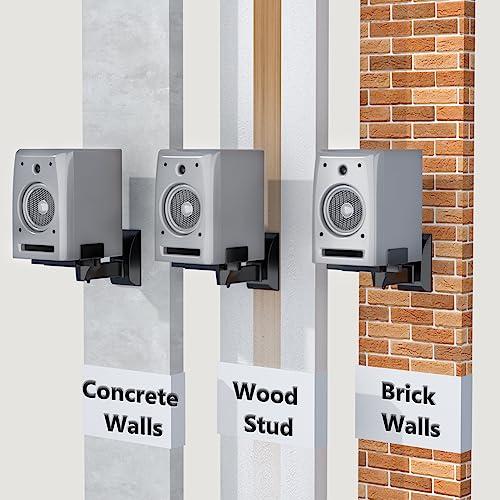 WALI WALI Speaker Wall Mounts, Dual Side Clamping Bookshelf Mounting Bracket for Large Surrounding Sound Speakers, Hold up to 55 lbs. (SWM201), 1 Pair, Black