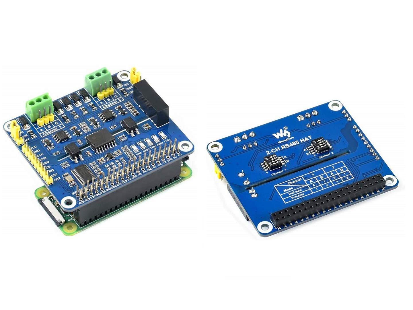 waveshare 2-Channel Isolated RS485 Expansion HAT for Raspberry Pi Series Boards with Embedded Protection Circuits, Adopt SC16IS752+SP3485 Solution,Converts SPI to RS485