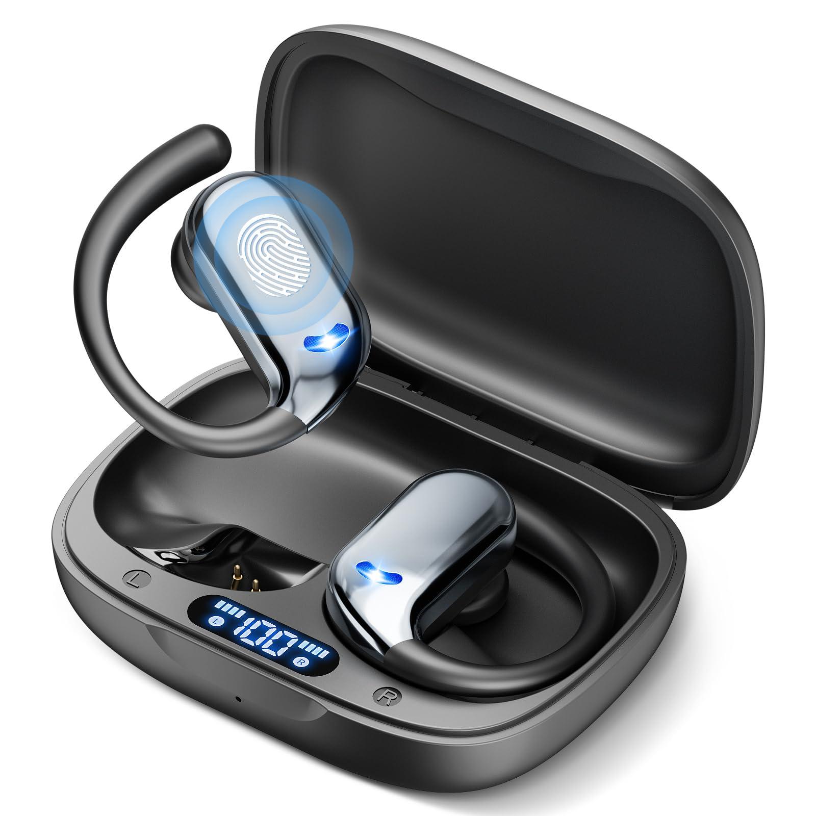 ELECGO ELECGO Sport Wireless Earbuds, Bluetooth 5.4 Headphones with ENC and AI Noise Cancellation, Hi-Fi Audio Playback & Dual LED Display, Sport Bluetooth Eerphones with Earhooks for Workout, Running