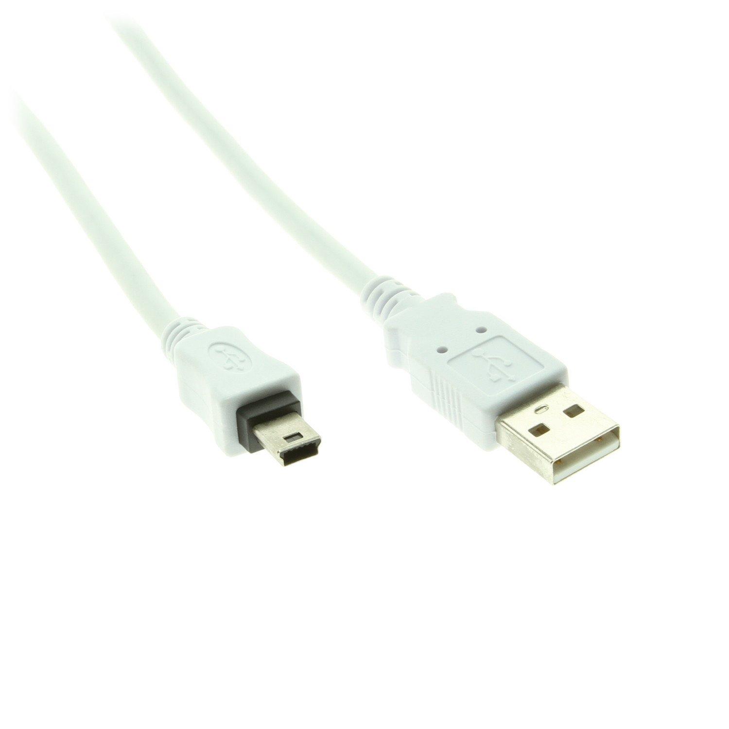 USBGear 8 inch White USB A to Mini B Cable