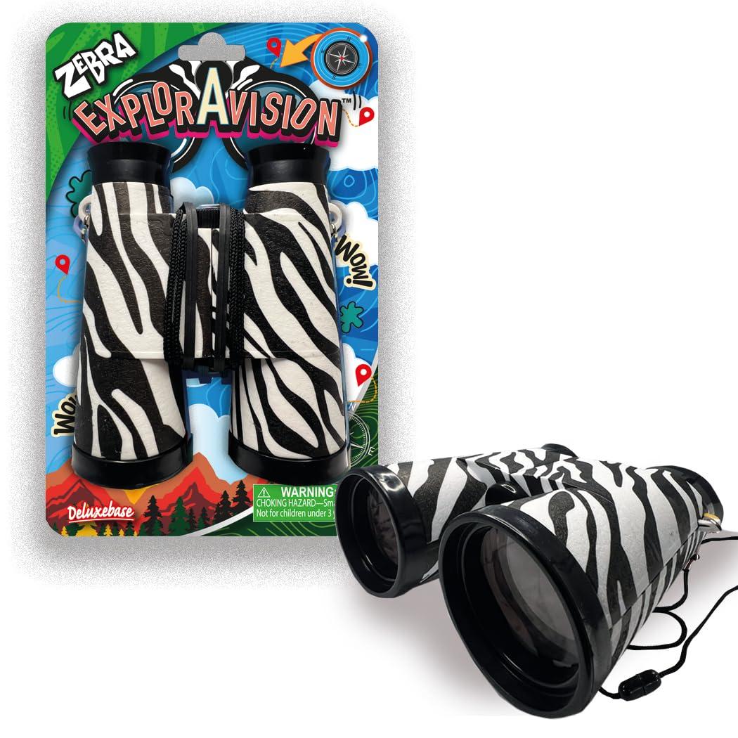 ExplorAvision ExplorAvision - Zebra Binocular from Deluxebase. Safari Portable and Compact Binoculars for Kids, Educational Animal Explorer for Outdoor Adventure and Play.
