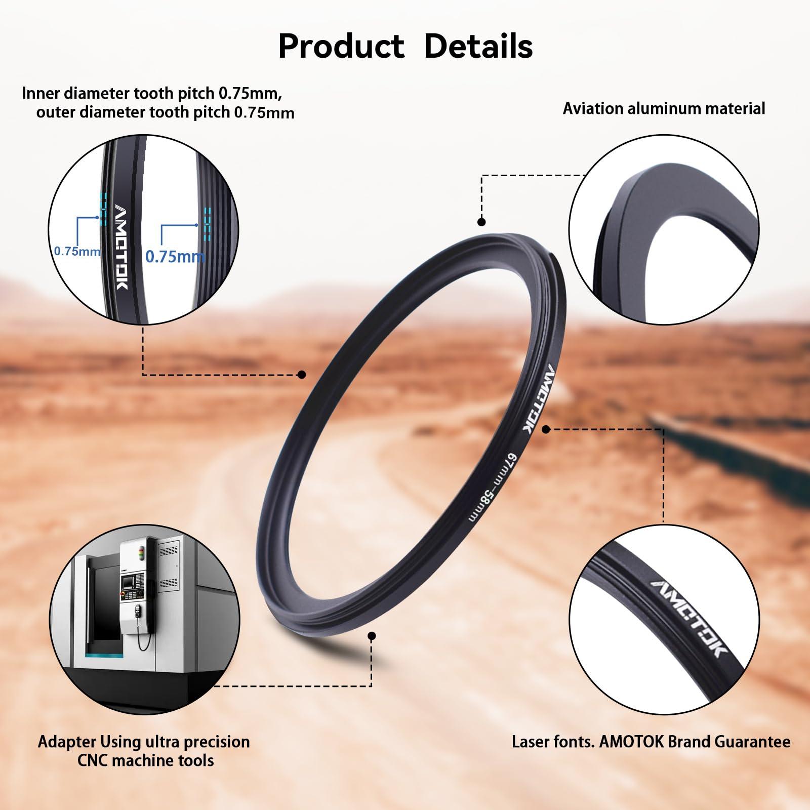 AMOTOK 67mm Lens to 58mm Camera Lens Adapter,67mm-58mm Filter Step-Down Ring,Compatible All 58mm Filter Accessory.Made from CNC Machined
