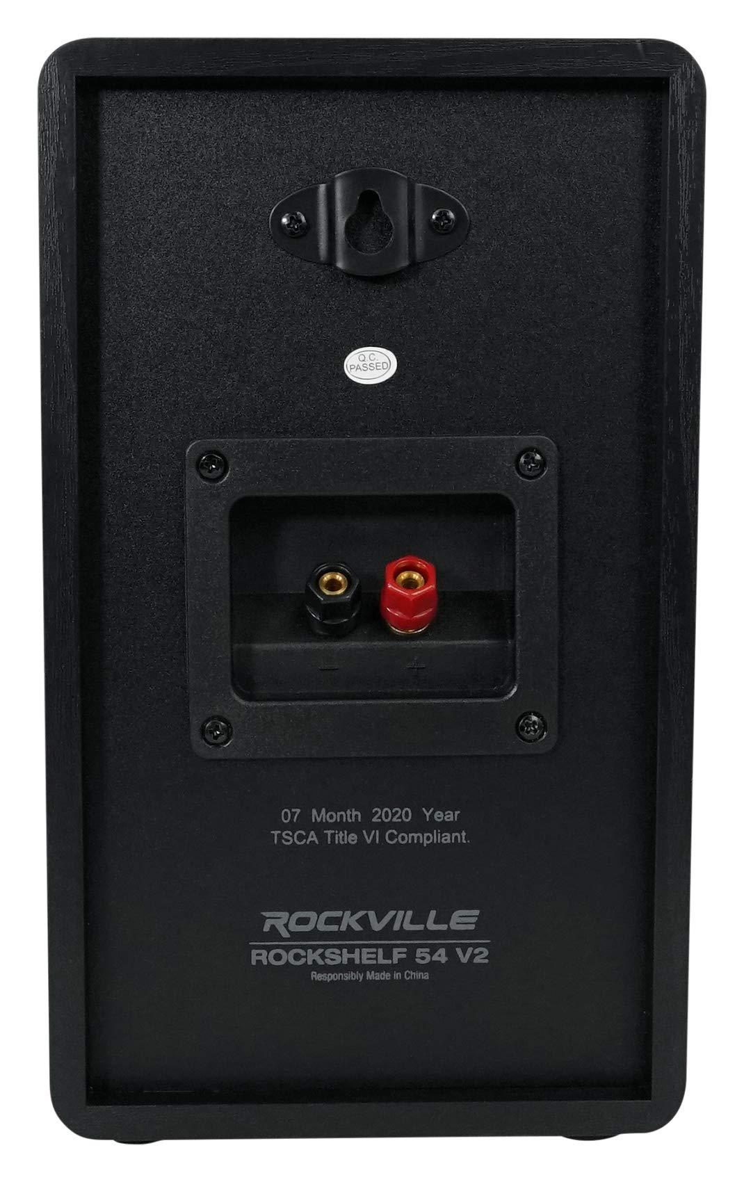 Rockville (2) Rockville RockShelf 54B Black 5.25\" Home Bookshelf Speakers+8\" Wood Stands