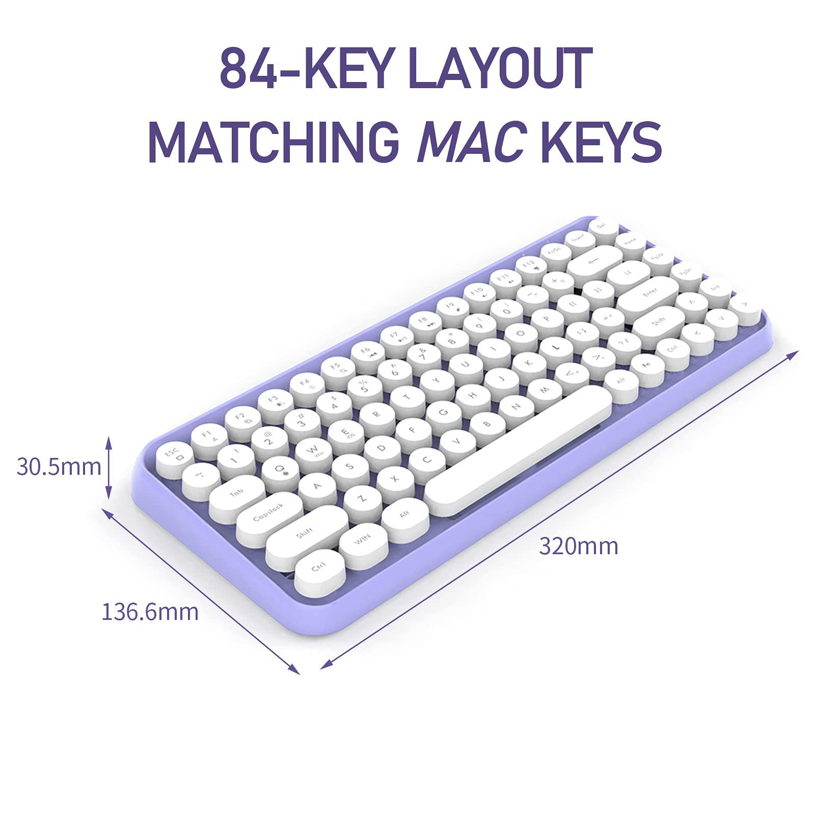 FELICON FELICON Wireless Bluetooth Keyboard Mini Portable 84-Key Keyboard Compatible with Android, Windows, PC, Tablet-Dark, Perfer for Home and Office Keyboards (Purple)