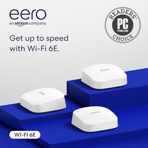eero Amazon eero Pro 6E mesh wifi system (newest model) - Supports internet plans up to 2.5 Gbps, Coverage up to 6,000 sq. ft., Connect 100+ devices, 3-pack